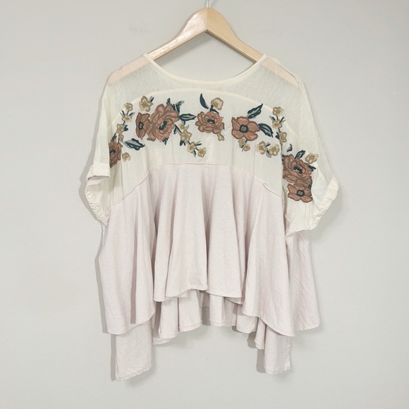 OLI & HALI Embroidered Babydoll Top Oversized Size Small - Picture 2 of 7